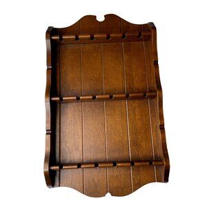 Vintage Wood Spoon Collector Display Rack Three Tiered 18 Slots Handmade u Wall
